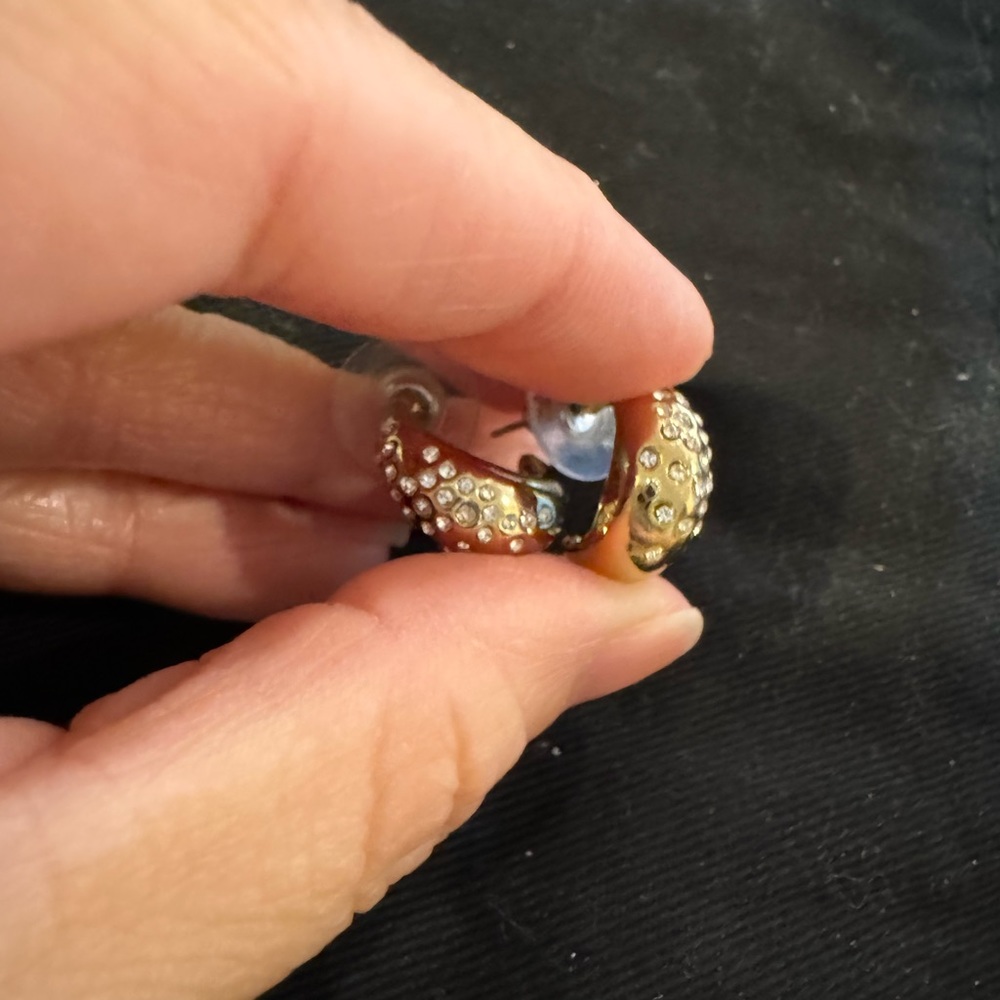 Gorjana tiny bold huggie dome earrings with crystals